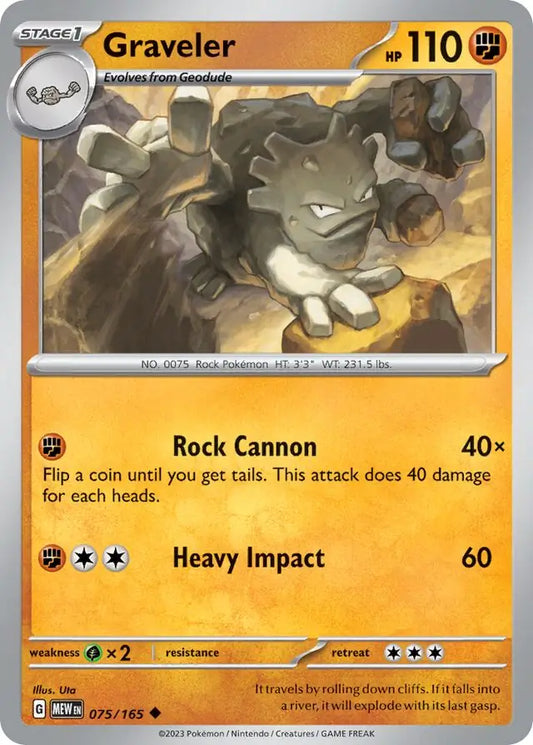 075/165 Graveler 151 Pokémon Card