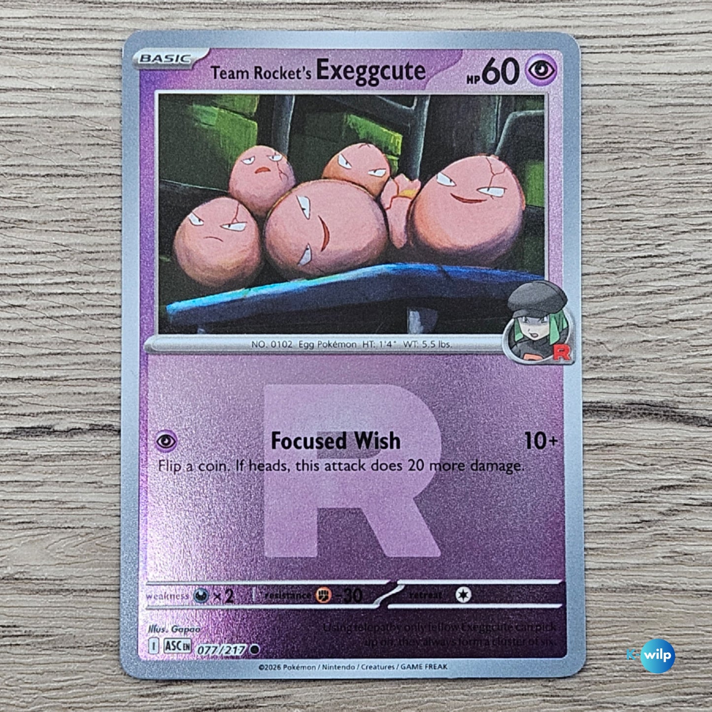 077/217 Team Rocket's Exeggcute "R" Reverse Holo Ascended Heroes Pokémon Trading Card
