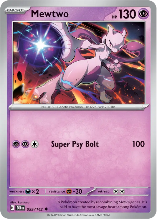 059/142 Mewtwo Stellar Crown Pokémon Card