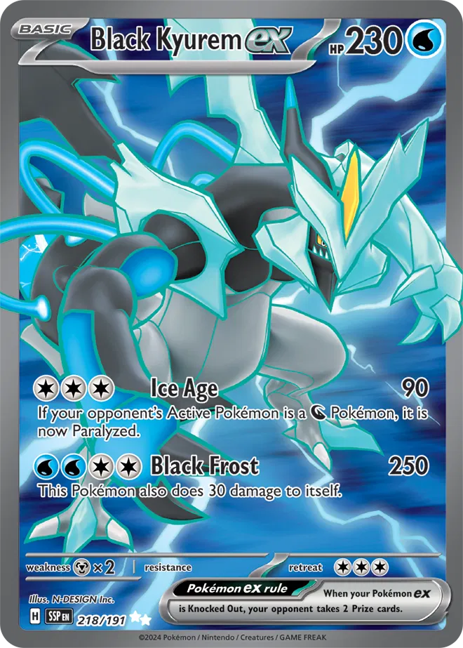 218/191 Black Kyurem ex Surging Sparks Pokémon Card