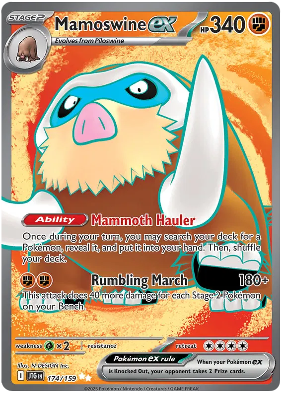 174/159 Mamoswine ex Journey Together Pokémon Card