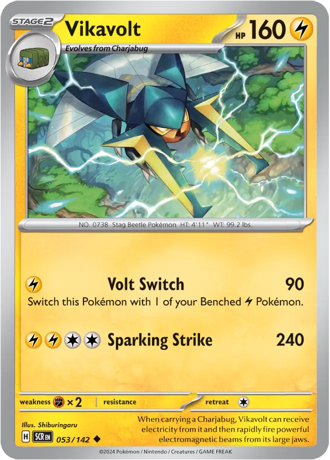 053/142 Vikavolt Stellar Crown Pokémon Card