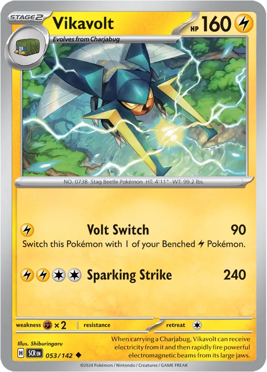 053/142 Vikavolt Stellar Crown Pokémon Card