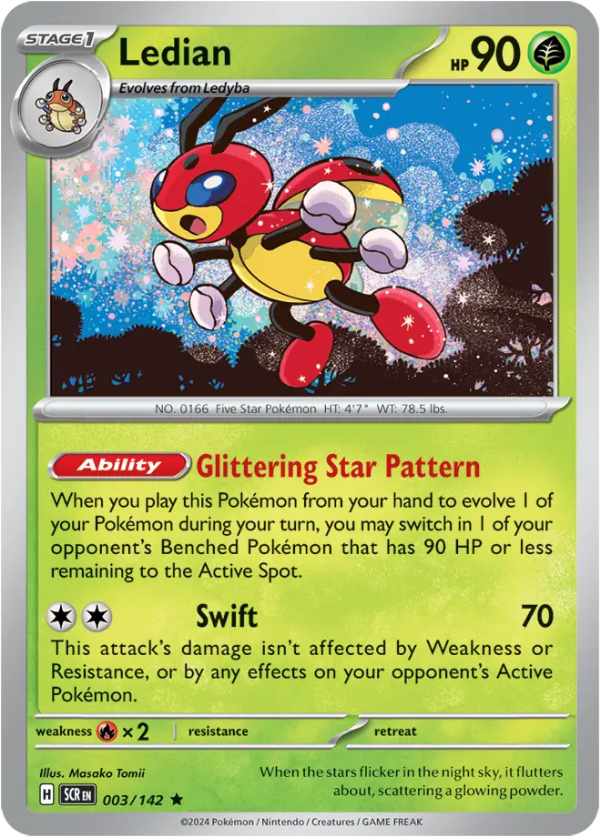 003/142 Ledian Stellar Crown Pokémon Card
