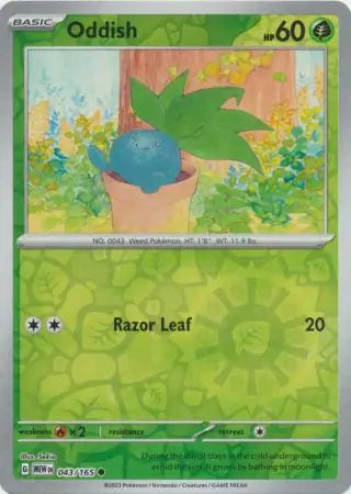 043/165 Oddish Reverse Holo 151 Pokémon Card