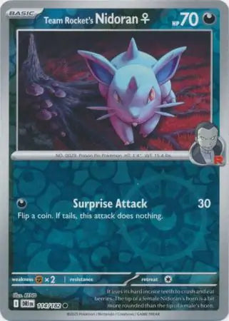 114/182 Team Rocket's Nidoran Reverse Holo Destined Rivals Pokémon Card