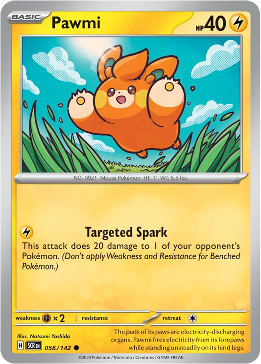 056/142 Pawmi Stellar Crown Pokémon Card