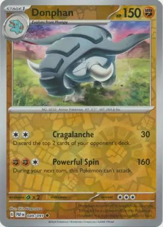 049/091 Donphan Reverse Holo Paldean Fates Pokémon Card