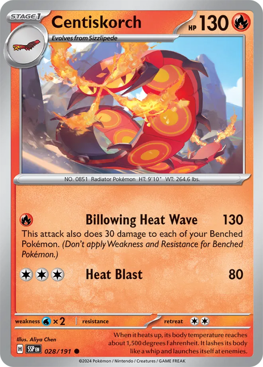 028/191 Centiskorch Surging Sparks Pokémon Card