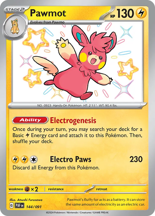 144/091 Pawmot Paldean Fates Pokémon Card
