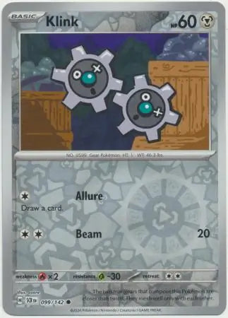099/142 Klink Reverse Holo Stellar Crown Pokémon Card