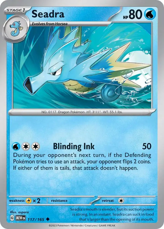 117/165 Seadra 151 Pokémon Card