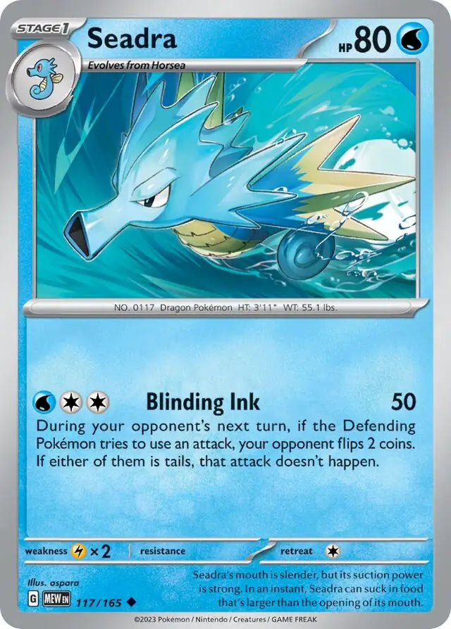 117/165 Seadra 151 Pokémon Card