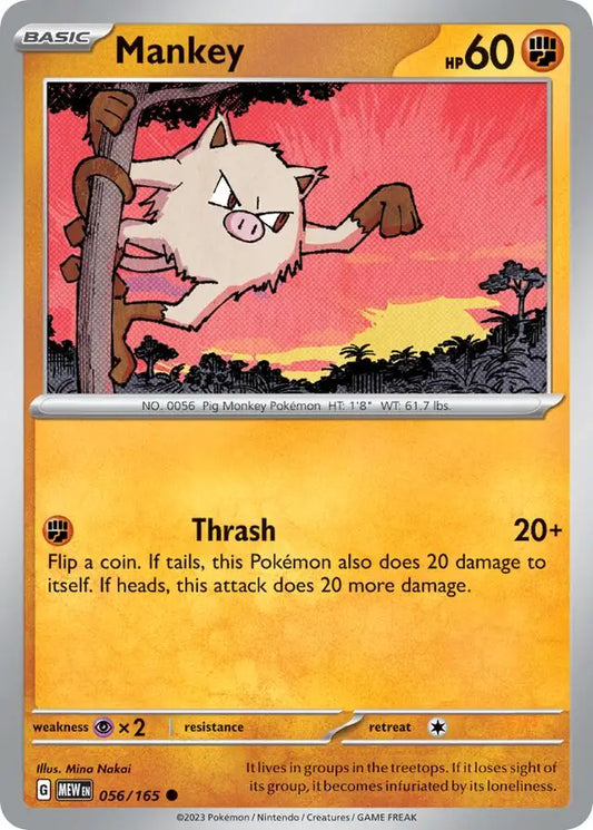 056/165 Mankey 151 Pokémon Card