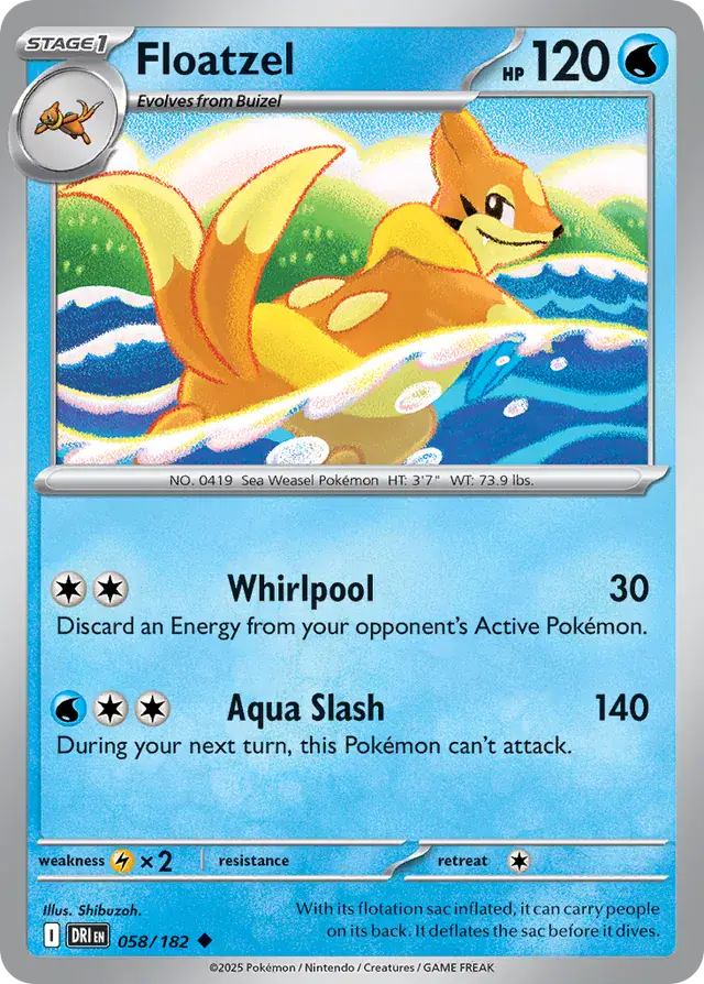 058/182 Floatzel Destined Rivals Pokémon Card