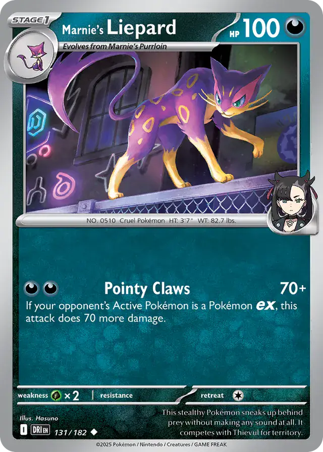131/182 Marnie's Liepard Destined Rivals Pokémon Card