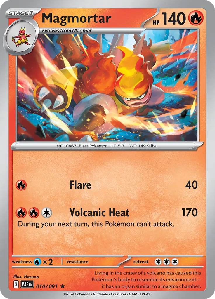 010/091 Magmortar Paldean Fates Pokémon Card