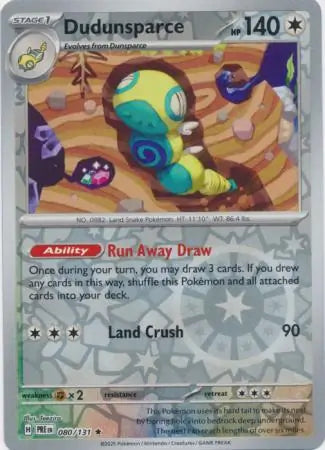 080/131 Dudunsparce Reverse Holo Prismatic Evolutions Pokémon Card