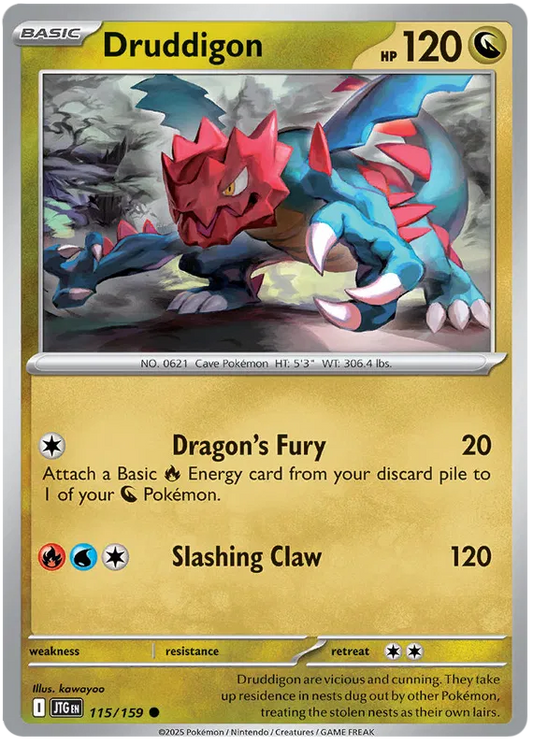 115/159 Druddigon Journey Together Pokémon Card