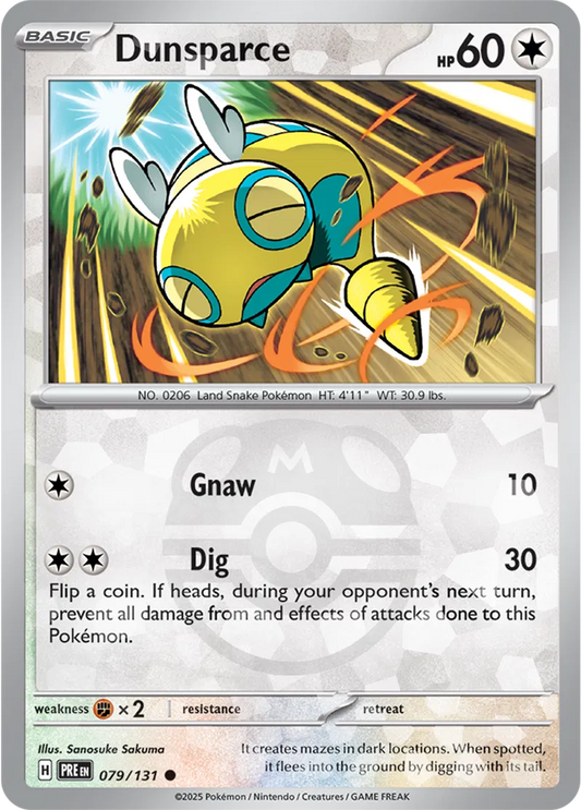 079/131 Dunsparce Master Ball Holo Prismatic Evolutions Pokémon Card