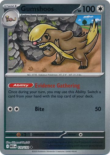 110/132 Gumshoos Reverse Holo Mega Evolution Pokémon Card