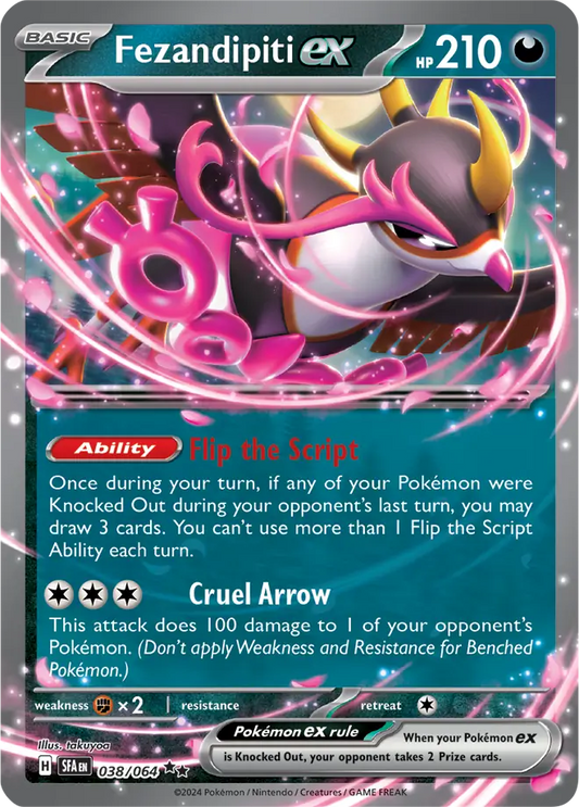 038/064 Fezandipiti ex Shrouded Fable Pokémon Card