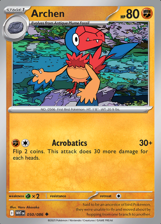 050/086 Archen White Flare Pokémon Card