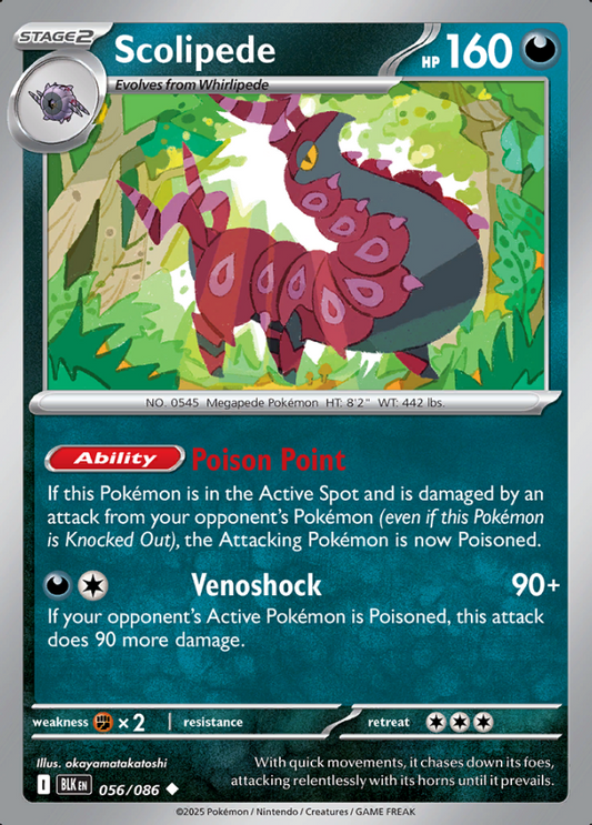 056/086 Scolipede Black Bolt Pokémon Card
