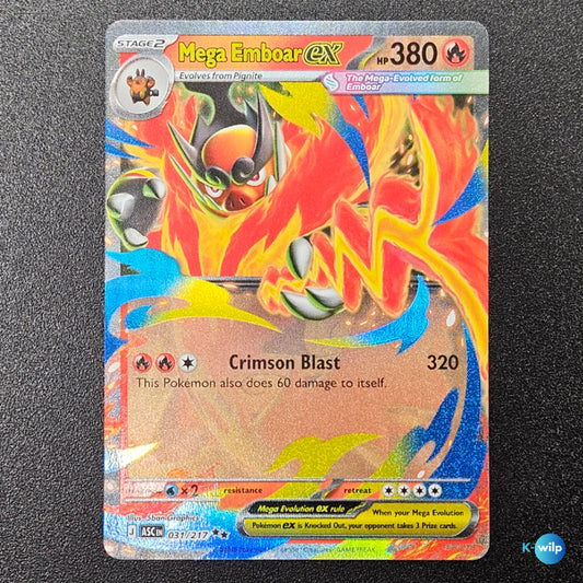 Mega Emboar ex 031/217 Ascended Heroes Holo Double Rare English Pokémon Trading Card