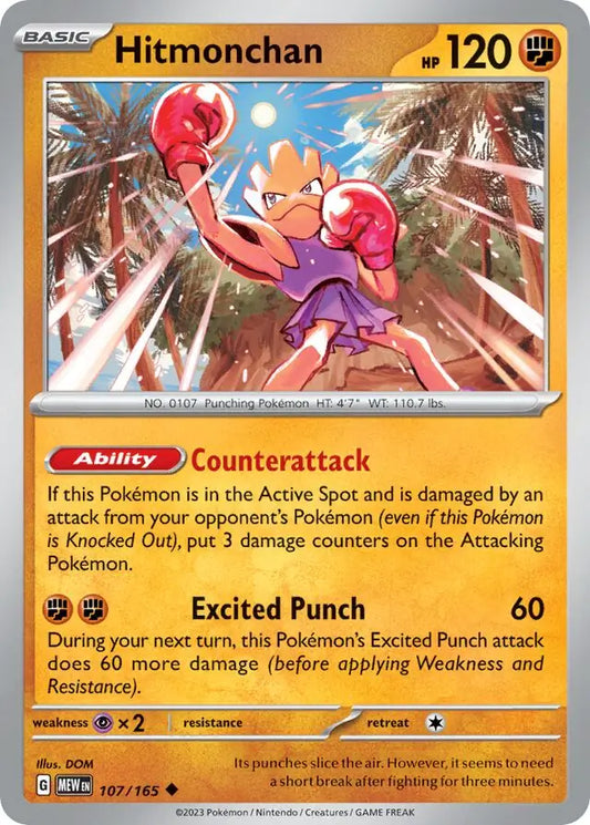 107/165 Hitmonchan 151 Pokémon Card