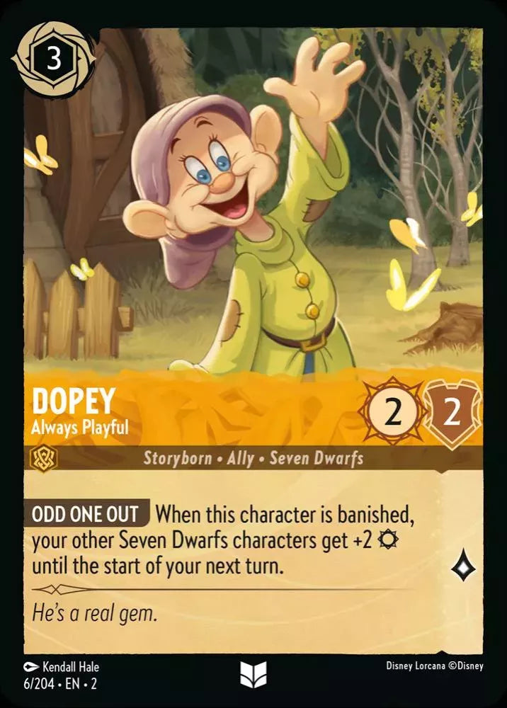 006/204 Dopey - Always Playful Disney Lorcana Rise Of The Floodborn Card