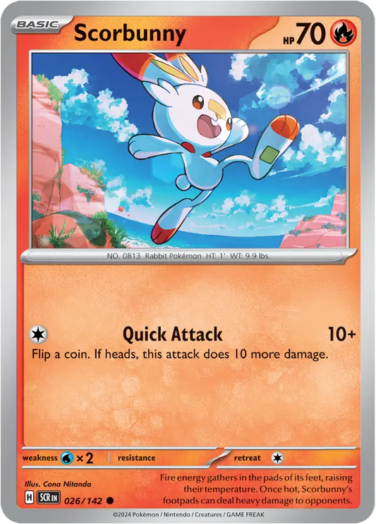 026/142 Scorbunny Stellar Crown Pokémon Card