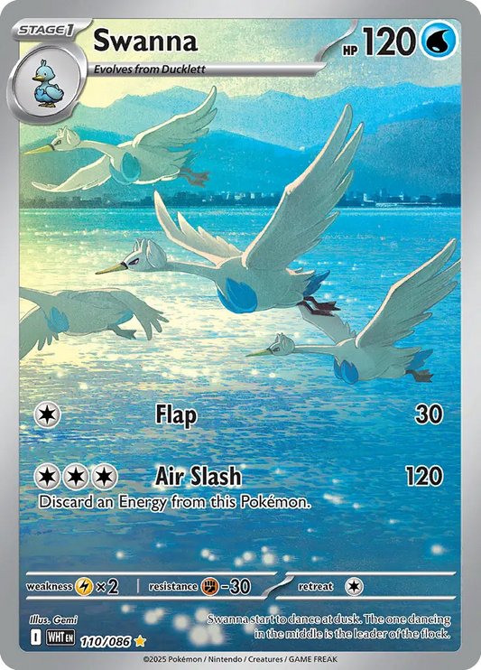 110/086 Swanna White Flare Pokémon Card