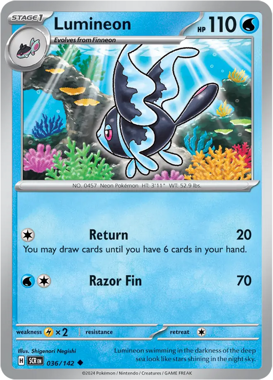 036/142 Lumineon Stellar Crown Pokémon Card