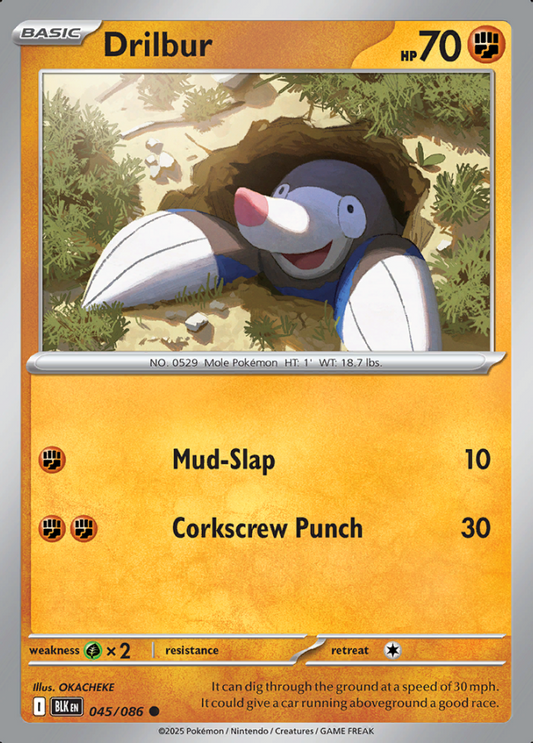 045/086 Drilbur Black Bolt Pokémon Card