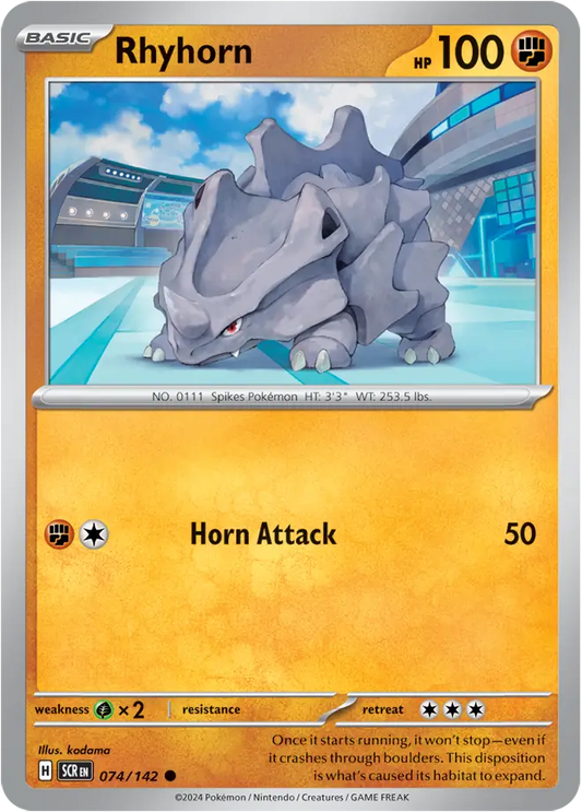 074/142 Rhyhorn Stellar Crown Pokémon Card