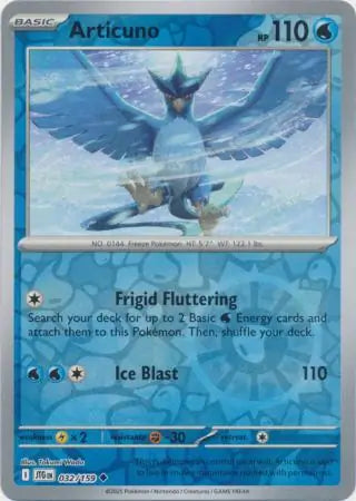 032/159 Articuno Reverse Holo Journey Together Pokémon Card