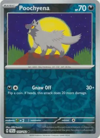 105/162 Poochyena Reverse Holo Temporal Forces Pokémon Card