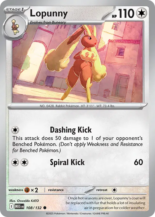 108/132 Lopunny Mega Evolution Pokémon Card