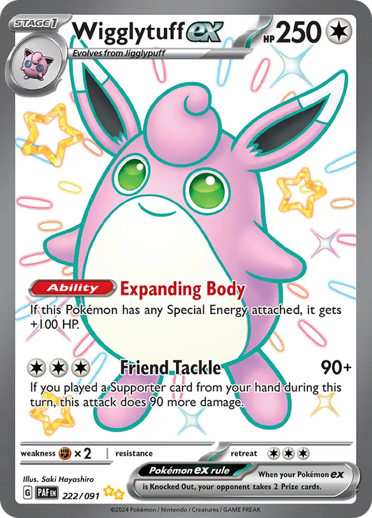 222/091 Wigglytuff ex Paldean Fates Pokémon Card