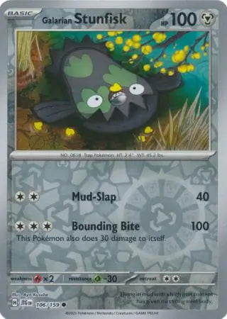 106/159 Galarian Stunfisk Reverse Holo Journey Together Pokémon Card
