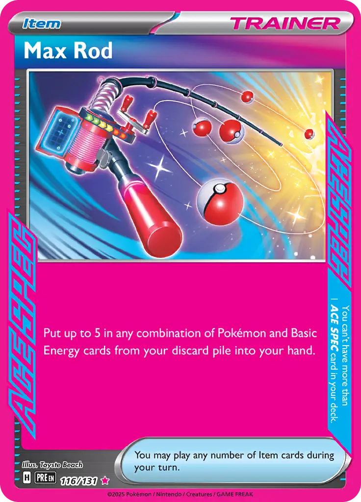 116/131 Max Rod Prismatic Evolutions Pokémon Card
