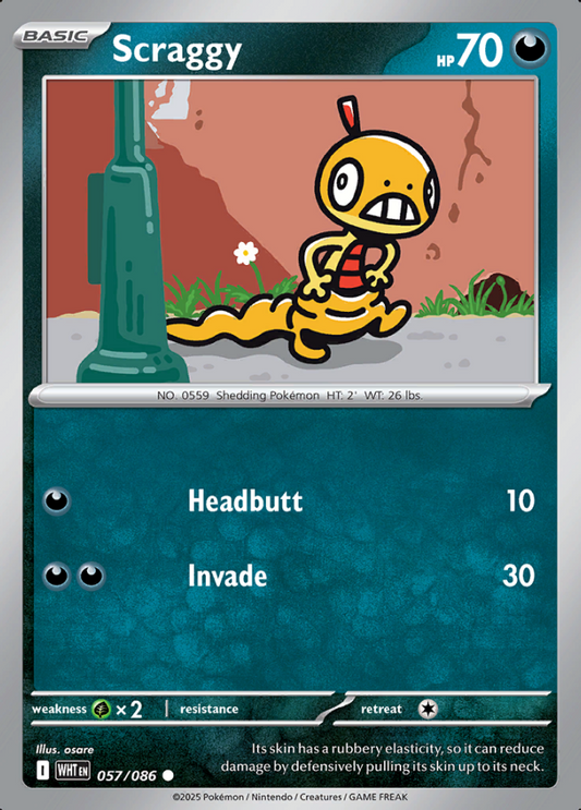057/086 Scraggy White Flare Pokémon Card