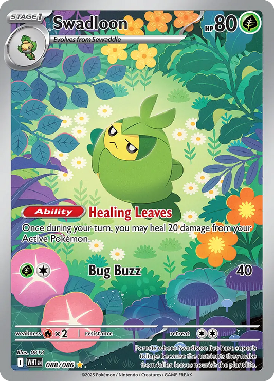 088/086 Swadloon White Flare Pokémon Card