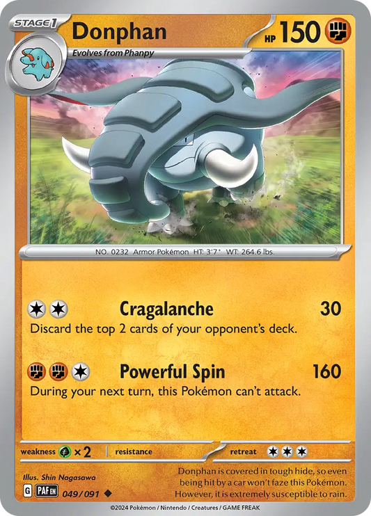 049/091 Donphan Paldean Fates Pokémon Card