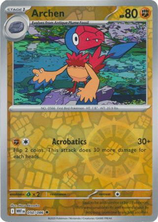 050/086 Archen Reverse Holo White Flare Pokémon Card
