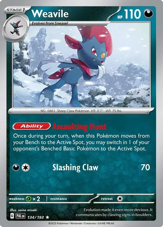 134/193 Weavile Paldea Evolved Pokémon Card