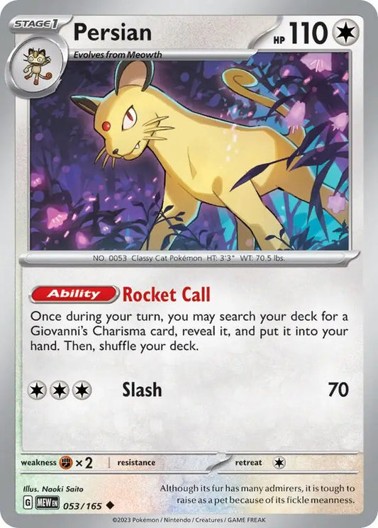 053/165 Persian 151 Pokémon Card
