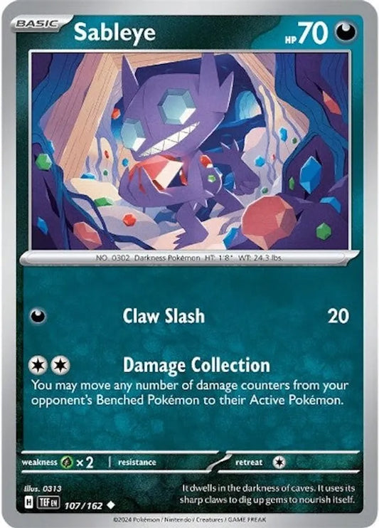 107/162 Sableye Scarlet & Violet Temporal Forces Pokémon Card