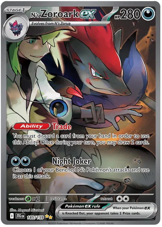 185/159 N's Zoroark ex Journey Together Pokémon Card